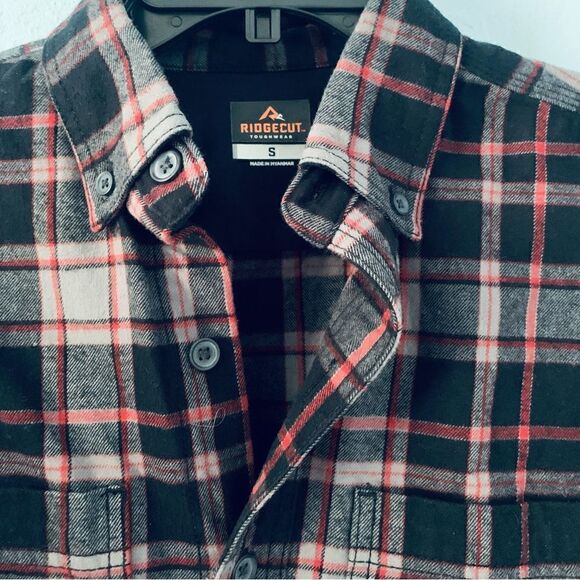 Ridgecut Toughwear Flannel Shirt Black/Gray & Red Plaid Size Small - Picture 4 of 9